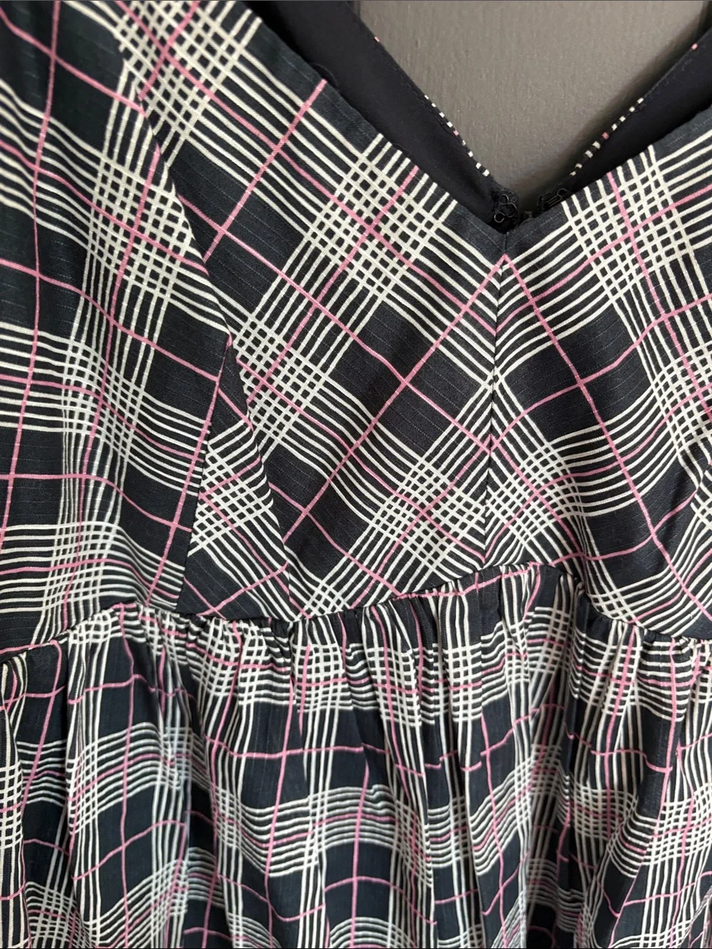 Club Monaco Navy and Pink Plaid Spaghetti Strap Camisole